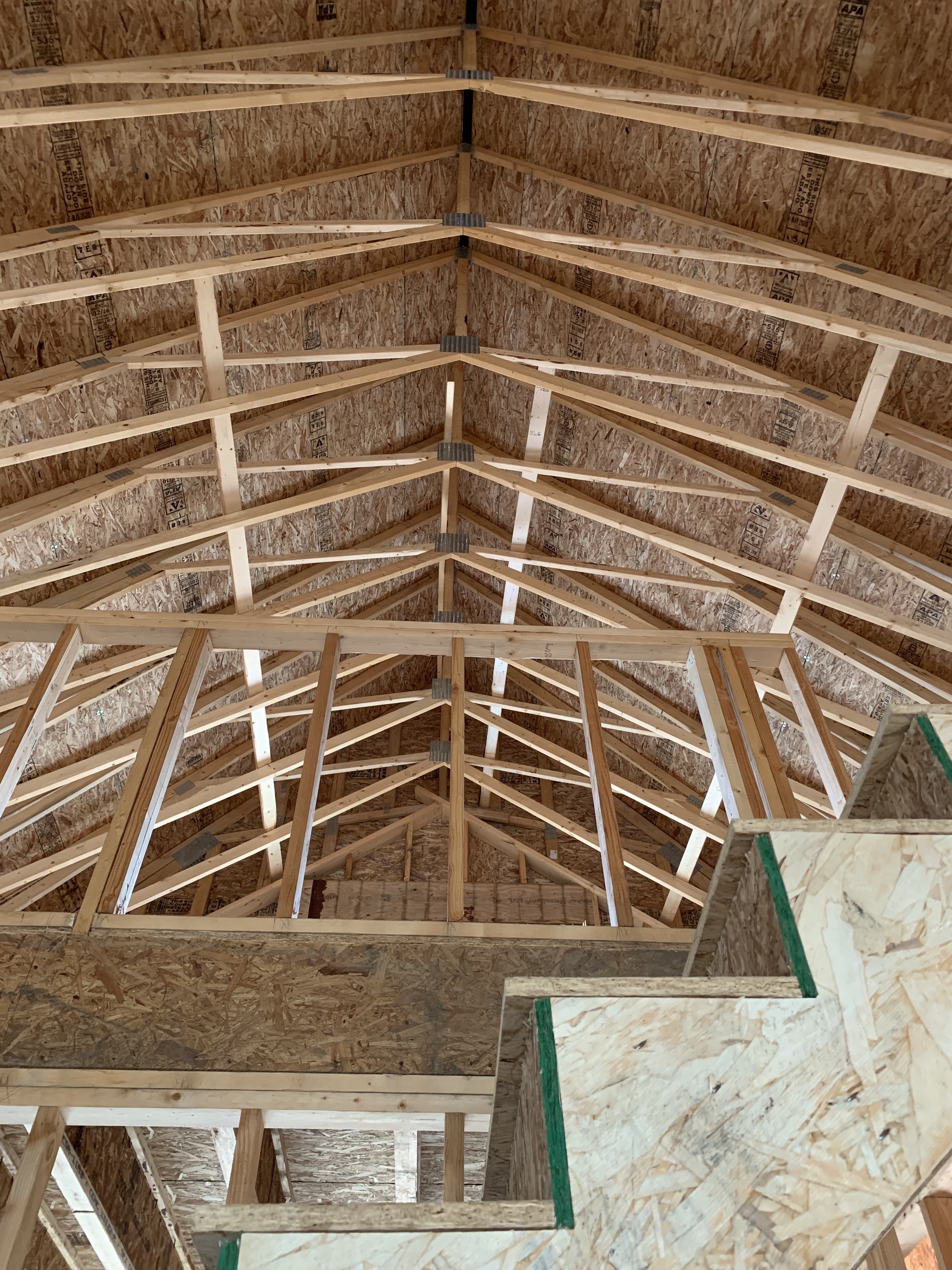 home build journey - interior of the roof trusses. 